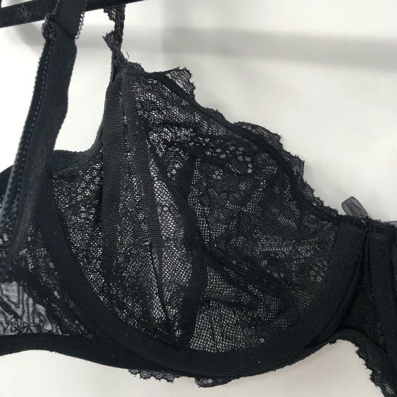 VICTORIA'S SECRET Dream Angels Unlined Demi Bra 34D Black Lace Sheer Sexy Bra - Picture 7 of 11